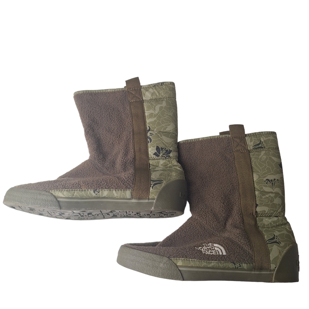 The North Face Women 8 Ahel Green Floral Print Nylon Fleece‎ Lined Winter Boots